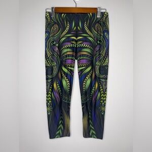 Gear Bunch Abstract Green Colorful Wolf Leggings